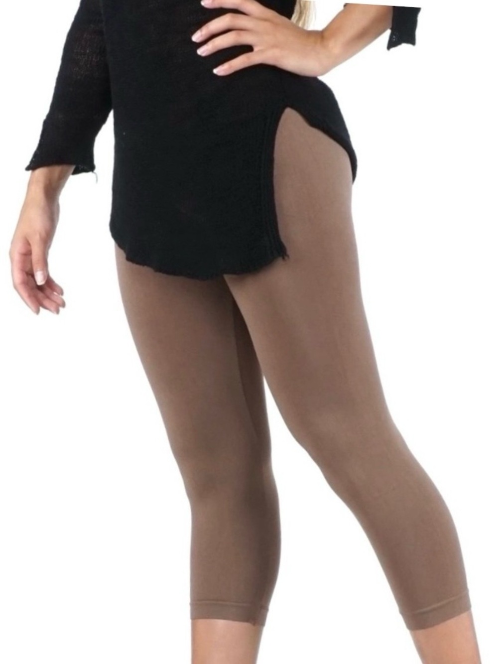 Yelete Taupe Capri Leggings Buttery Soft Lightweight High Waist S/M (0–6) NWT